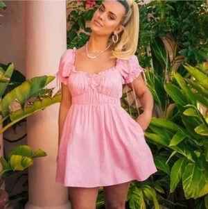 SHOW me your MuMu x Barbie Linen Blend Nikki  Mini dress. Size XXL